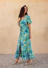 Edie Duster Dress // Illetas Print - Blue